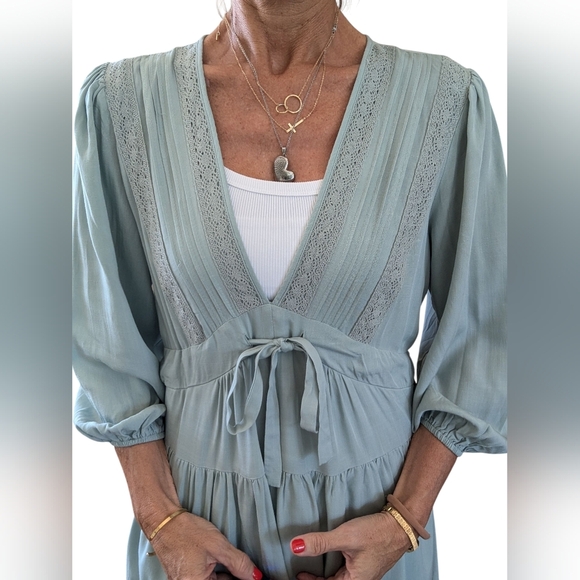 Baltic Born Amelia Sage Green Mini Dress Boho Tiered Ruffle Hem Size S - Picture 5 of 9